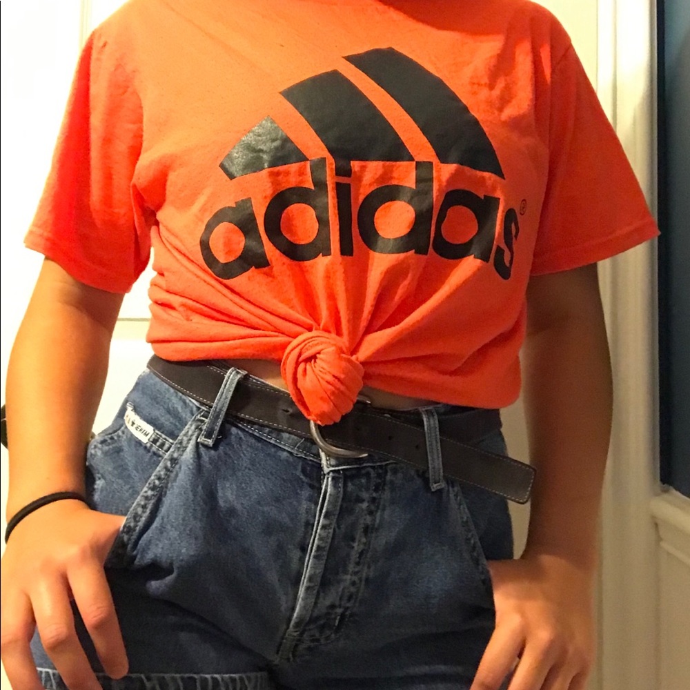 tie up orange adidas t-shirt